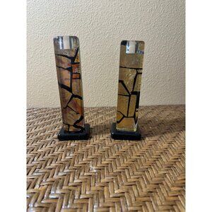 Vintage IKEA Art Deco Acrylic Lucite Candle Sticks Holders Stained Glass…